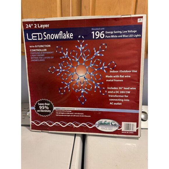 J Hofert Co LED Snowflake 196 Lights Show 24" Blue/white‎ Giant Snowflake… - Picture 1 of 1